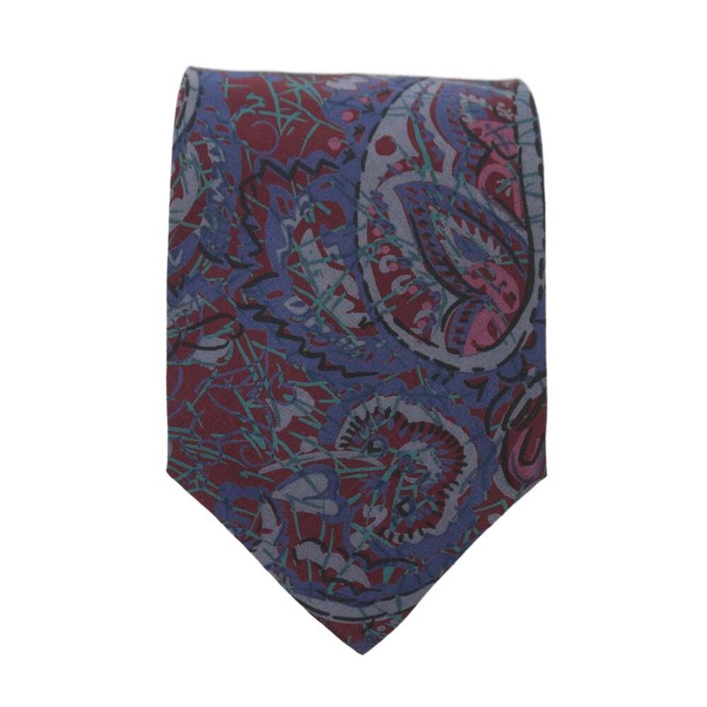 Designer Mens Silk Paisley Print Classic Tie Multicolor